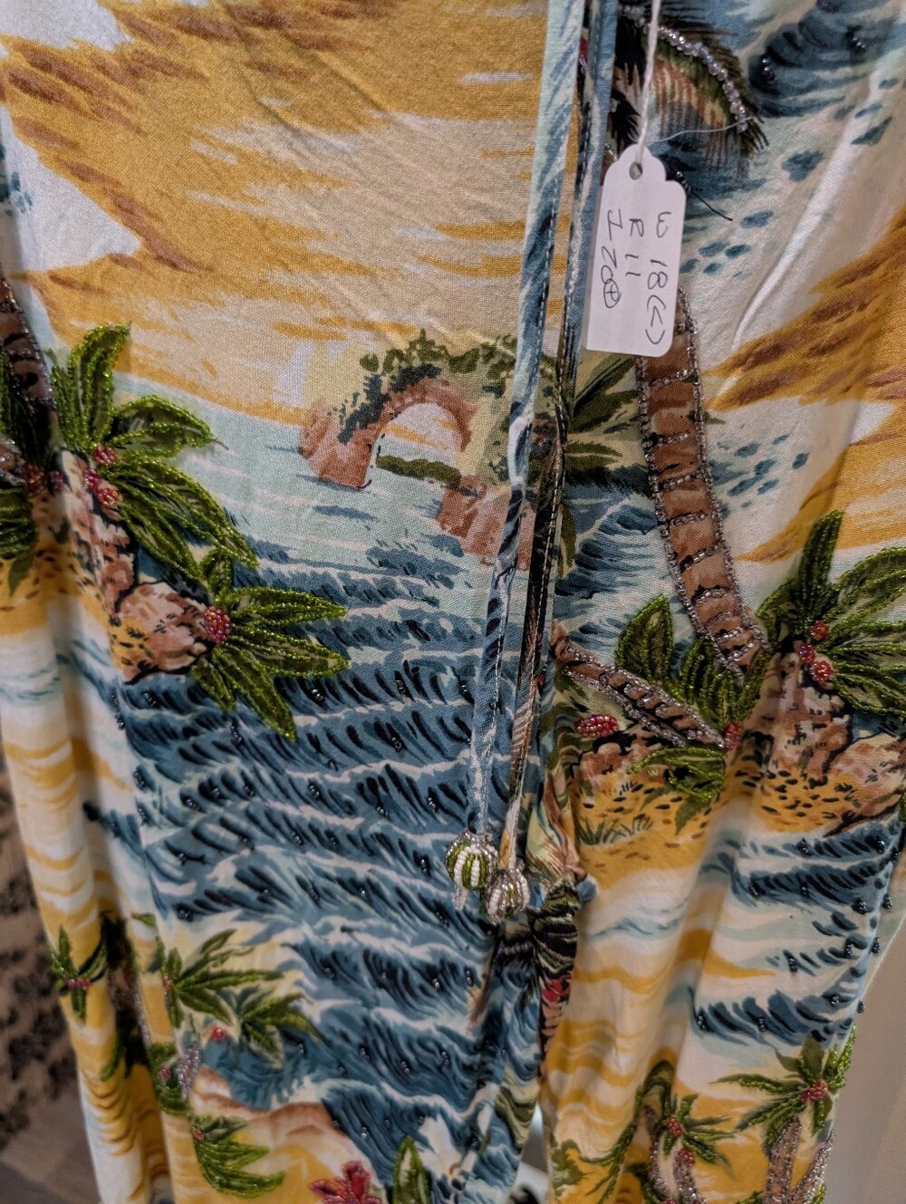 Ario Beach Pant with Tropical Scene And Beading - Picture 6 of 6